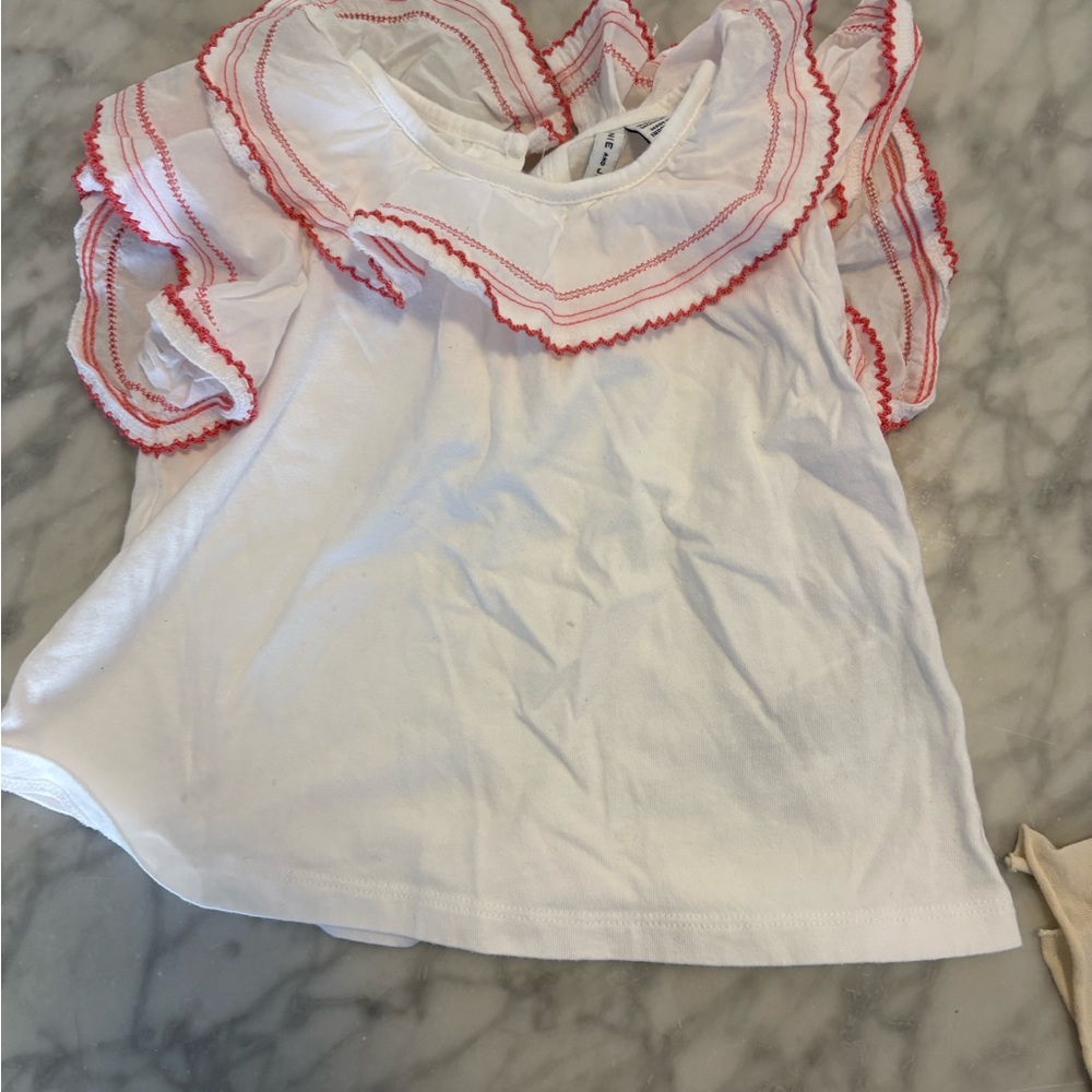 Janie and Jack White Blouse with Red Trim